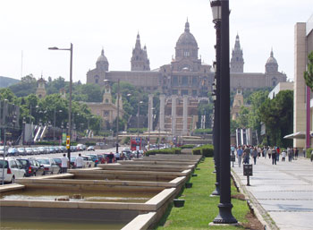 Palau Nacional p Montjuic i Barcelona